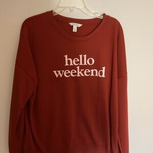 Nine West Women's Maroon 'Hello Weekend' Sweatshirt